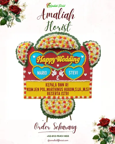 Karangan Papan Bunga Pernikahan di Suryodiningratan